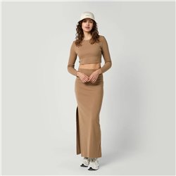Mystic Glow Crop Tee Women slate brown