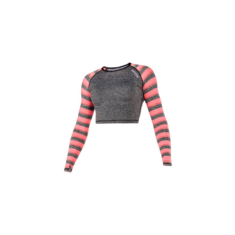 Mystic Dazzled L/S Rashvest Croptop coral