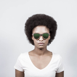 ocean66001.0  - Ocean Bamboo Sonnenbrille Wedge green revo