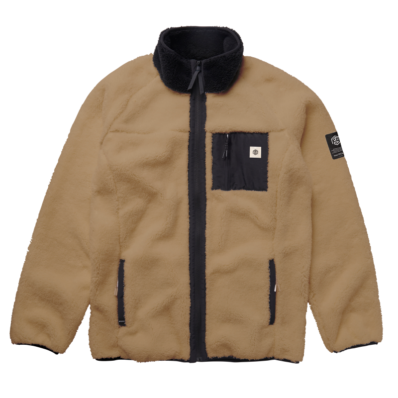 Mystic DTS Teddy Zip thru Sweat slate brown