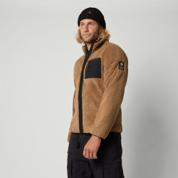 Mystic DTS Teddy Zip thru Sweat slate brown