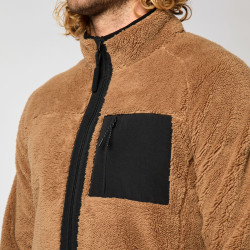 Mystic DTS Teddy Zip thru Sweat slate brown