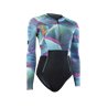 ION Wetsuit Amaze Hot Shorty 1.5 LS Front Zip women tropical-palm-glitch