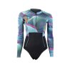 ION Wetsuit Amaze Hot Shorty 1.5 LS Front Zip women tropical-palm-glitch